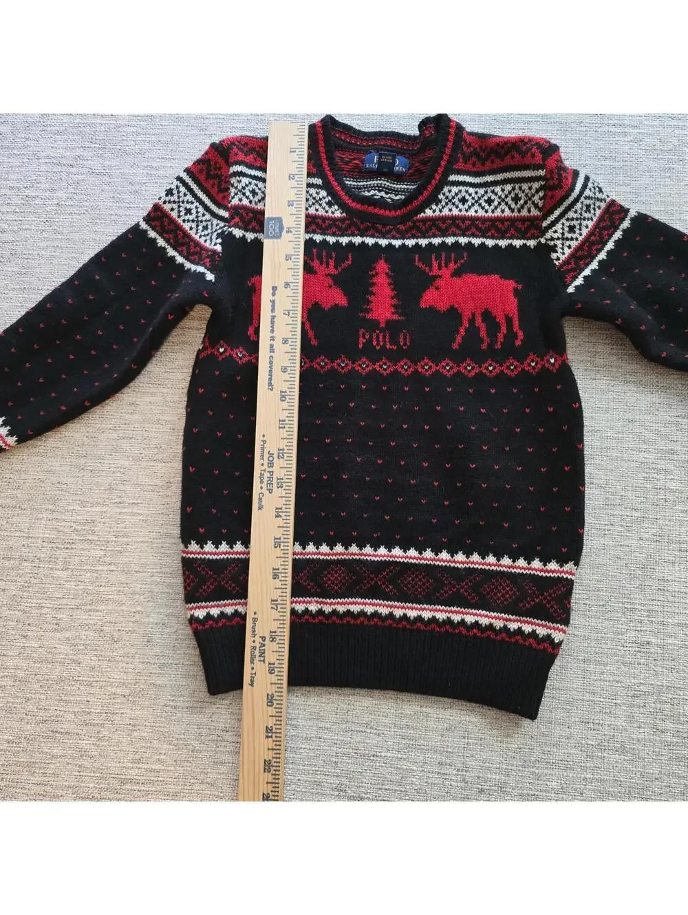 Polo Ralph Lauren Boys Sweater Moose Christmas Fair Isle Holiday Size 7